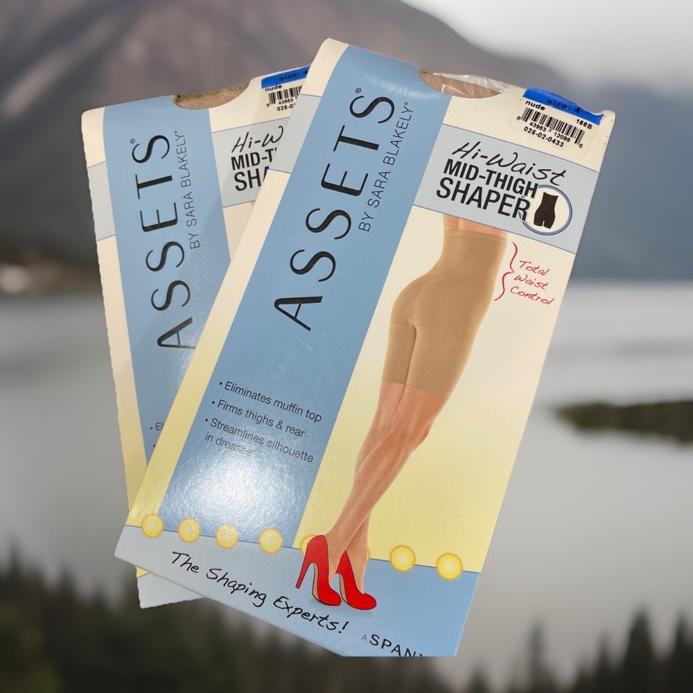 Lot Of 2 SPANX Assets Women 4 (180-220 lbs.) High Waist Mid Thigh Shaper Nude